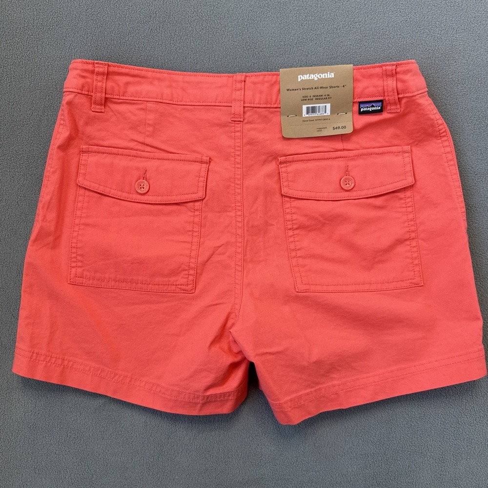Patagonia Shorts Womens 6 Carve Coral Stretch‎ All-Wear Shorts 4" Low Rise NWT - Picture 2 of 11